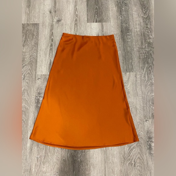New Rachel Zoe Orange Satin Slip Skirt Size 8 - Picture 8 of 10